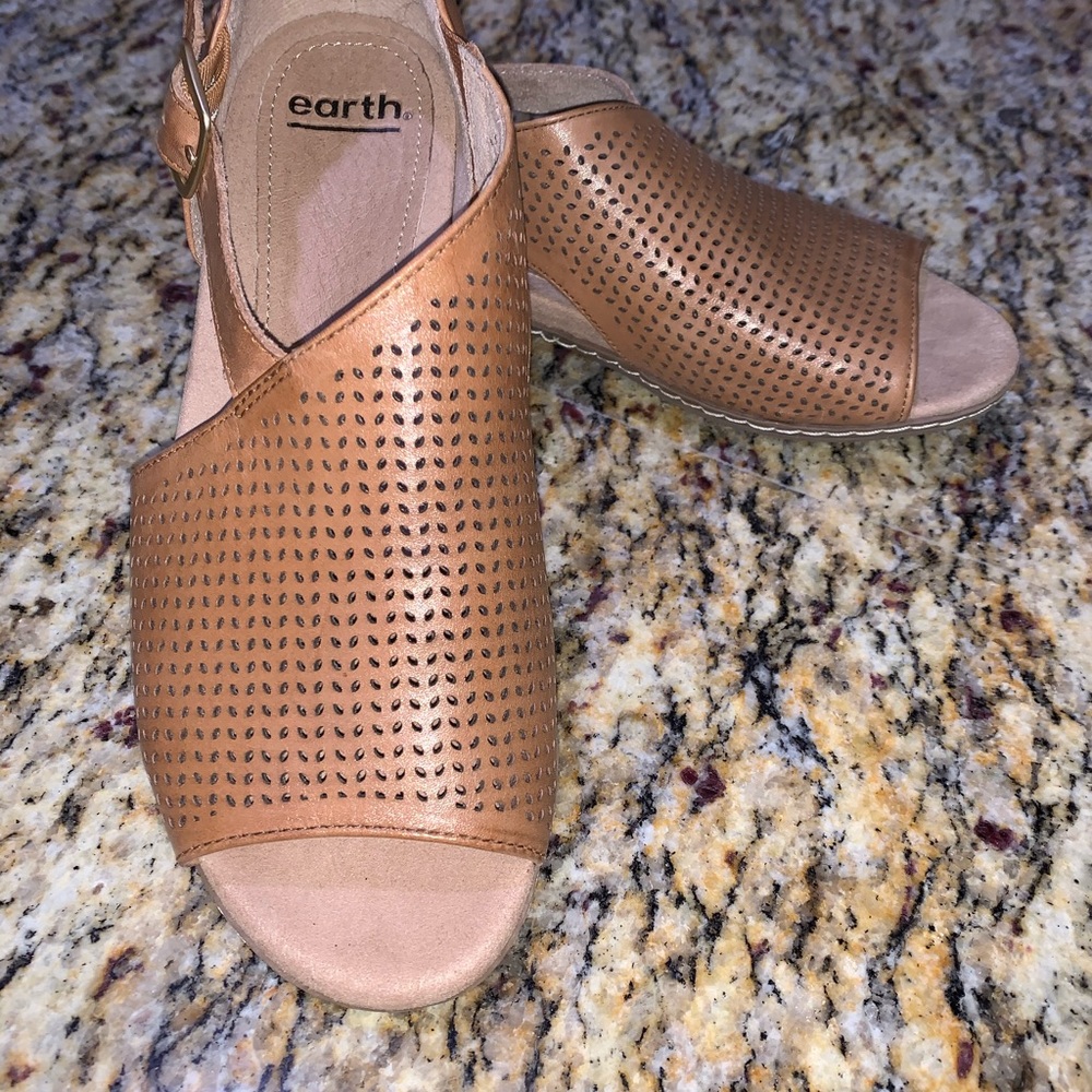 Earth Leather Perforated Sandals